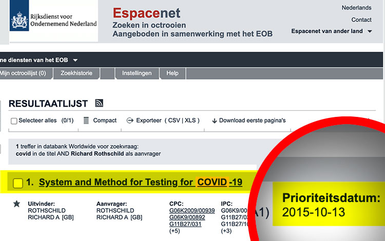 Rothschild Patent Covid 19